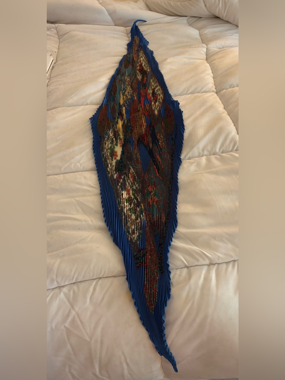 Blue Multicolor Hermes plisse scarf